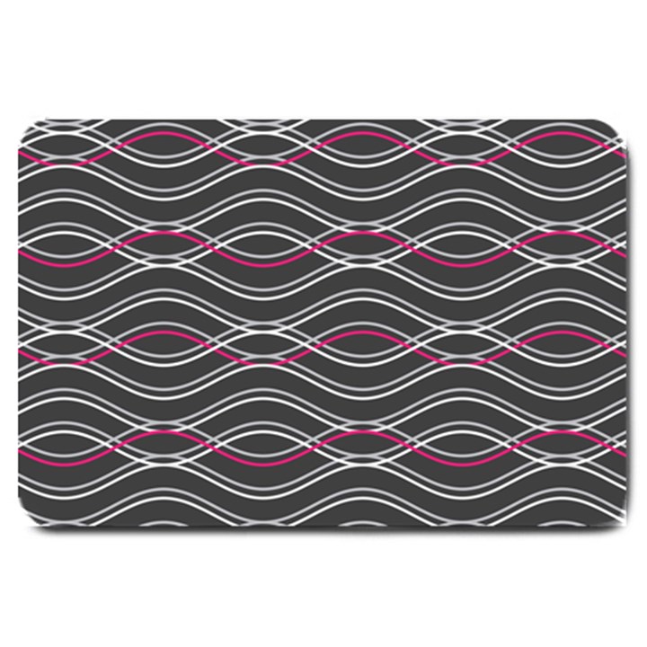 Black And Pink Waves Pattern Large Door Mat