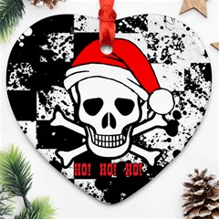 Skull Santa Heart Ornament