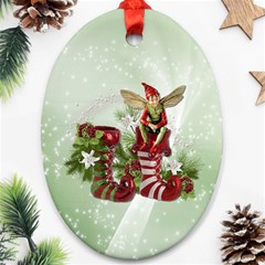 Feeling Elfy Oval Ornament (two Sides)