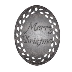 Metal Merry Christmas Ornament (oval Filigree) by Contest1609615