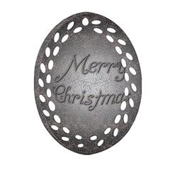 Metal Merry Christmas Oval Filigree Ornament (two Sides)