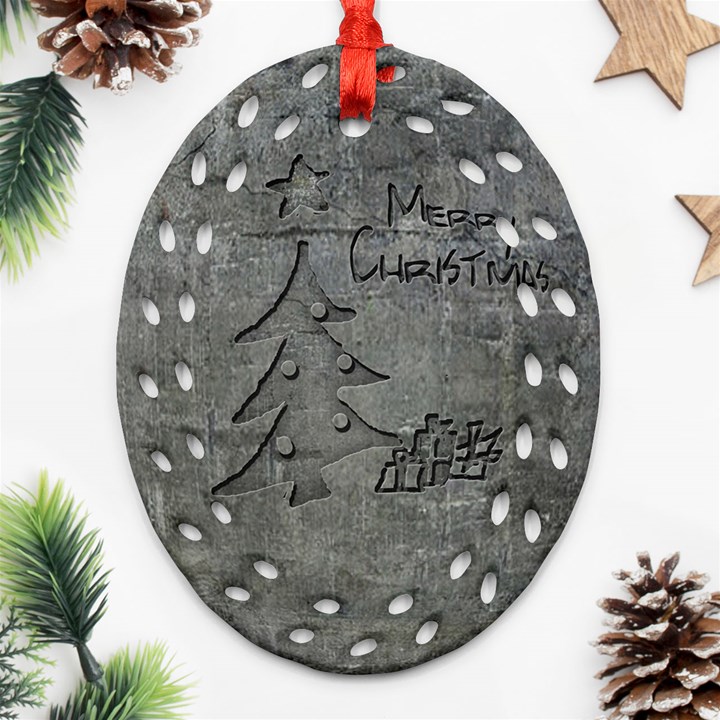 Concrete Christmas Ornament (Oval Filigree)