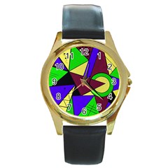 Modern Round Metal Watch (gold Rim) 