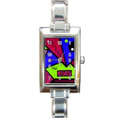 Modern Art Rectangular Italian Charm Watch by Siebenhuehner