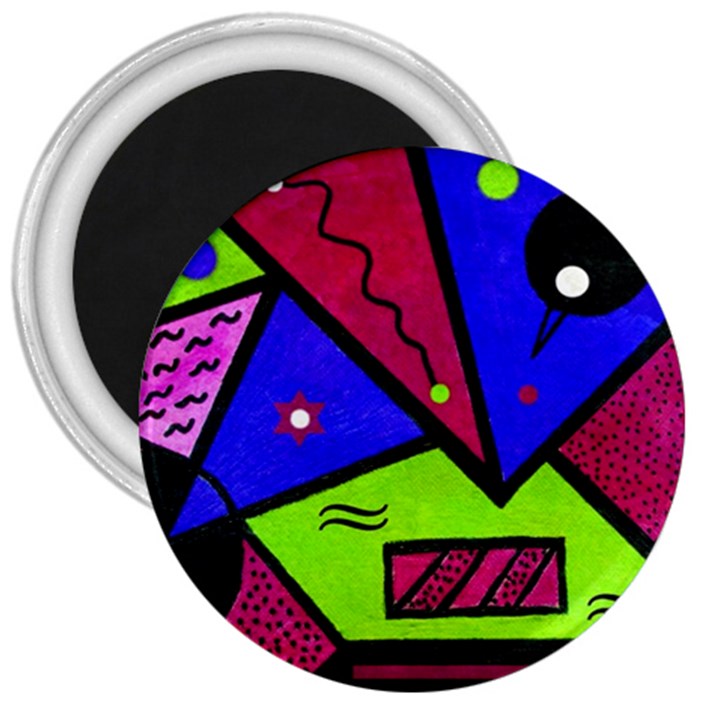 Modern Art 3  Button Magnet