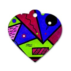 Modern Art Dog Tag Heart (two Sided)