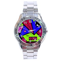 Modern Art Stainless Steel Watch (men s)