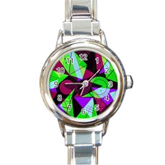 Modern Art Round Italian Charm Watch by Siebenhuehner