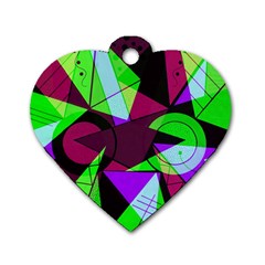 Modern Art Dog Tag Heart (one Sided)  by Siebenhuehner