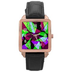 Modern Art Rose Gold Leather Watch 