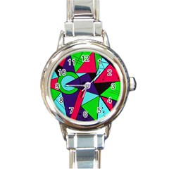 Modern Art Round Italian Charm Watch by Siebenhuehner