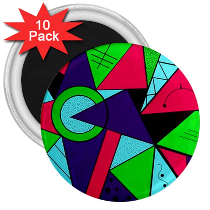 Modern Art 3  Button Magnet (10 pack)