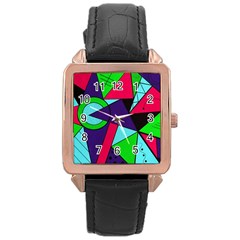 Modern Art Rose Gold Leather Watch 