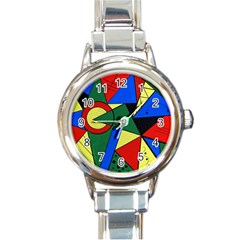 Modern Art Round Italian Charm Watch