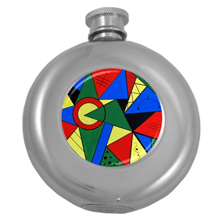 Modern Art Hip Flask (Round)