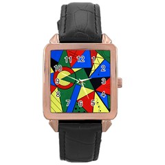 Modern Art Rose Gold Leather Watch 