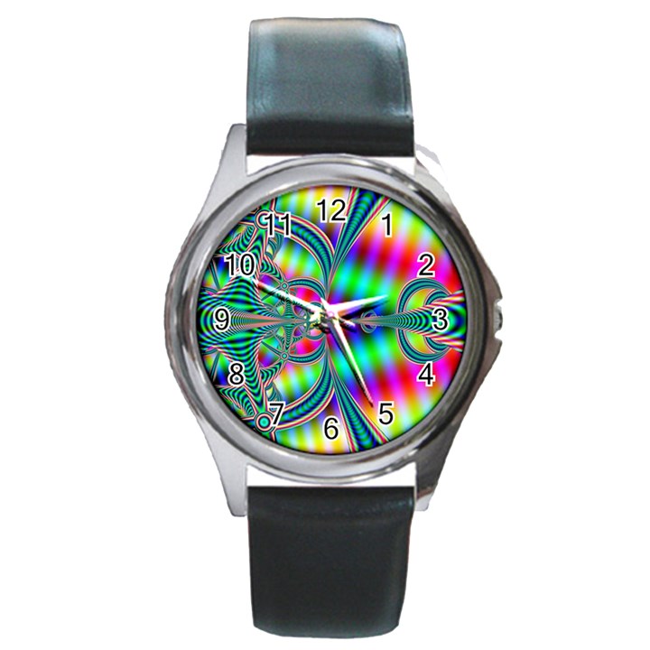 Modern Art Round Metal Watch (Silver Rim)