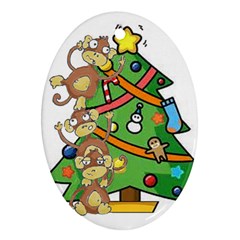 Monkey Business Oval Ornament (two Sides)