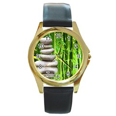 Balance  Round Metal Watch (gold Rim)  by Siebenhuehner