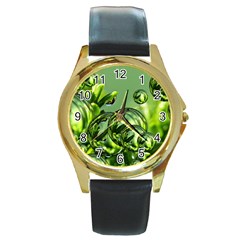 Magic Balls Round Metal Watch (gold Rim)  by Siebenhuehner