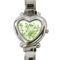 Bamboo Heart Italian Charm Watch  by Siebenhuehner