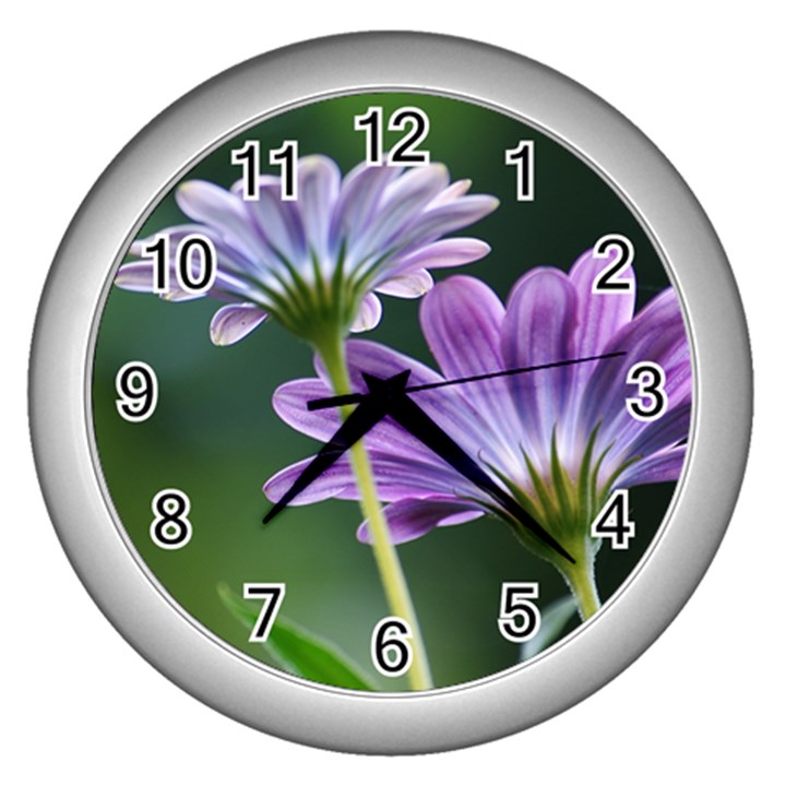 Flower Wall Clock (Silver)