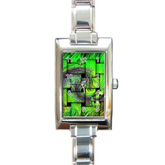 Modern Art Rectangular Italian Charm Watch by Siebenhuehner