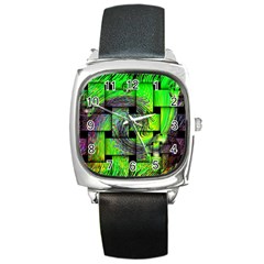 Modern Art Square Leather Watch by Siebenhuehner