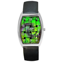 Modern Art Tonneau Leather Watch by Siebenhuehner