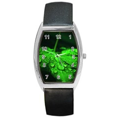 Waterdrops Tonneau Leather Watch by Siebenhuehner