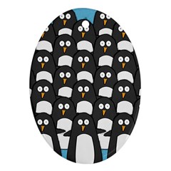 Penguin Group Oval Ornament (two Sides)