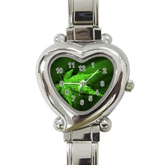 Leaf With Drops Heart Italian Charm Watch 