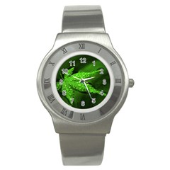 Leaf With Drops Stainless Steel Watch (unisex)