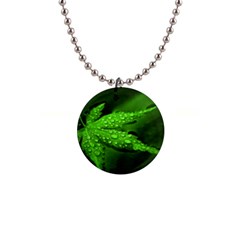 Leaf With Drops Button Necklace by Siebenhuehner