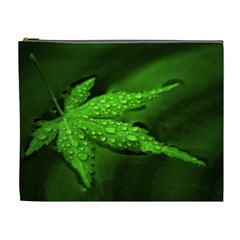 Leaf With Drops Cosmetic Bag (xl) by Siebenhuehner