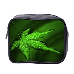 Leaf With Drops Mini Travel Toiletry Bag (two Sides)