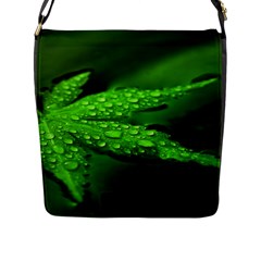 Leaf With Drops Flap Closure Messenger Bag (large) by Siebenhuehner