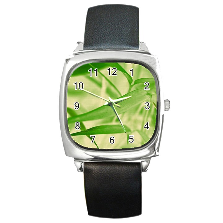 Bamboo Square Leather Watch