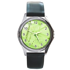 Bamboo Round Metal Watch (silver Rim)