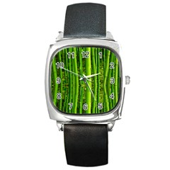 Bamboo Square Leather Watch