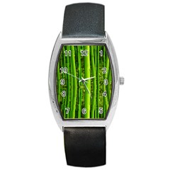 Bamboo Tonneau Leather Watch