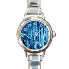 Blue Bamboo Round Italian Charm Watch by Siebenhuehner