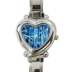 Blue Bamboo Heart Italian Charm Watch  by Siebenhuehner