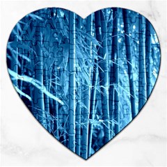 Blue Bamboo Jigsaw Puzzle (heart)