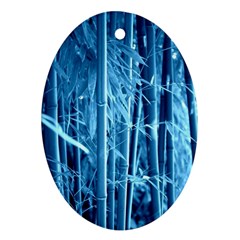 Blue Bamboo Oval Ornament (two Sides)