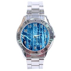 Blue Bamboo Stainless Steel Watch (men s)