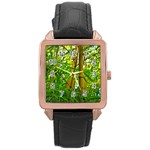 Bamboo Rose Gold Leather Watch  Front