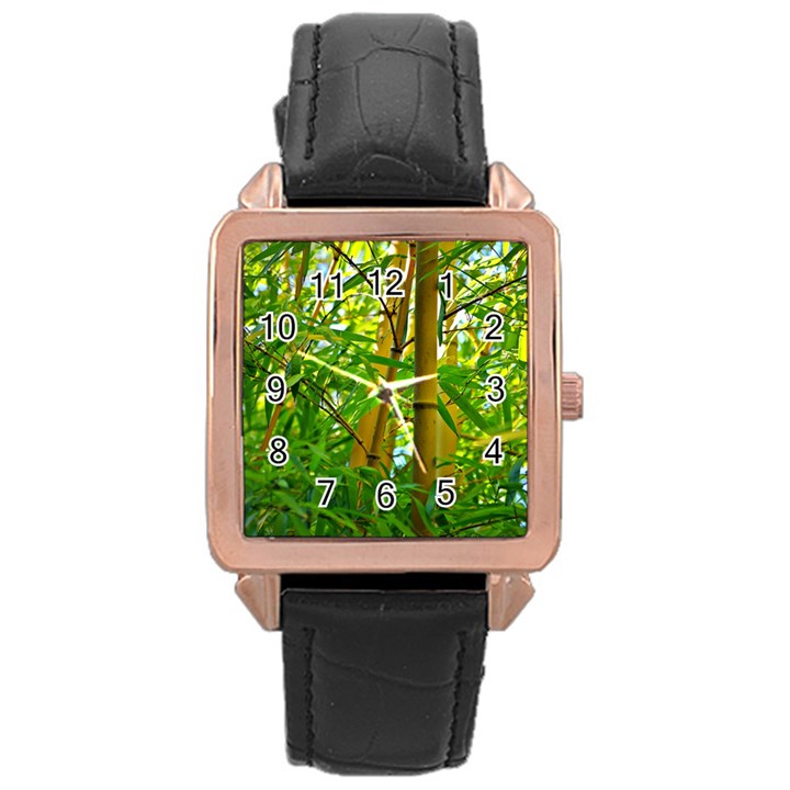 Bamboo Rose Gold Leather Watch 