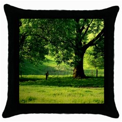 Trees Black Throw Pillow Case