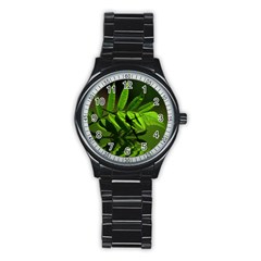 Leaf Sport Metal Watch (black) by Siebenhuehner